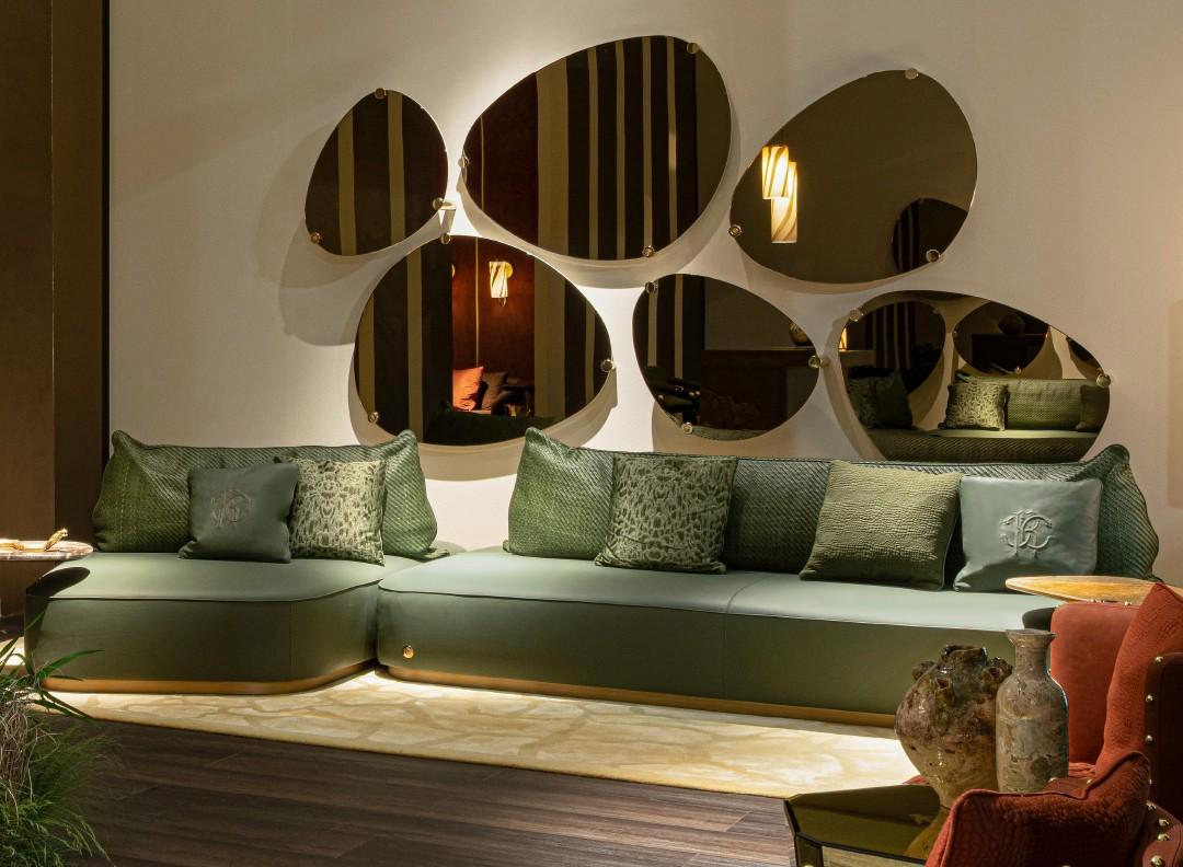 Sofá Baltimore, Roberto Cavalli Home Interiors, Salone del Mobile